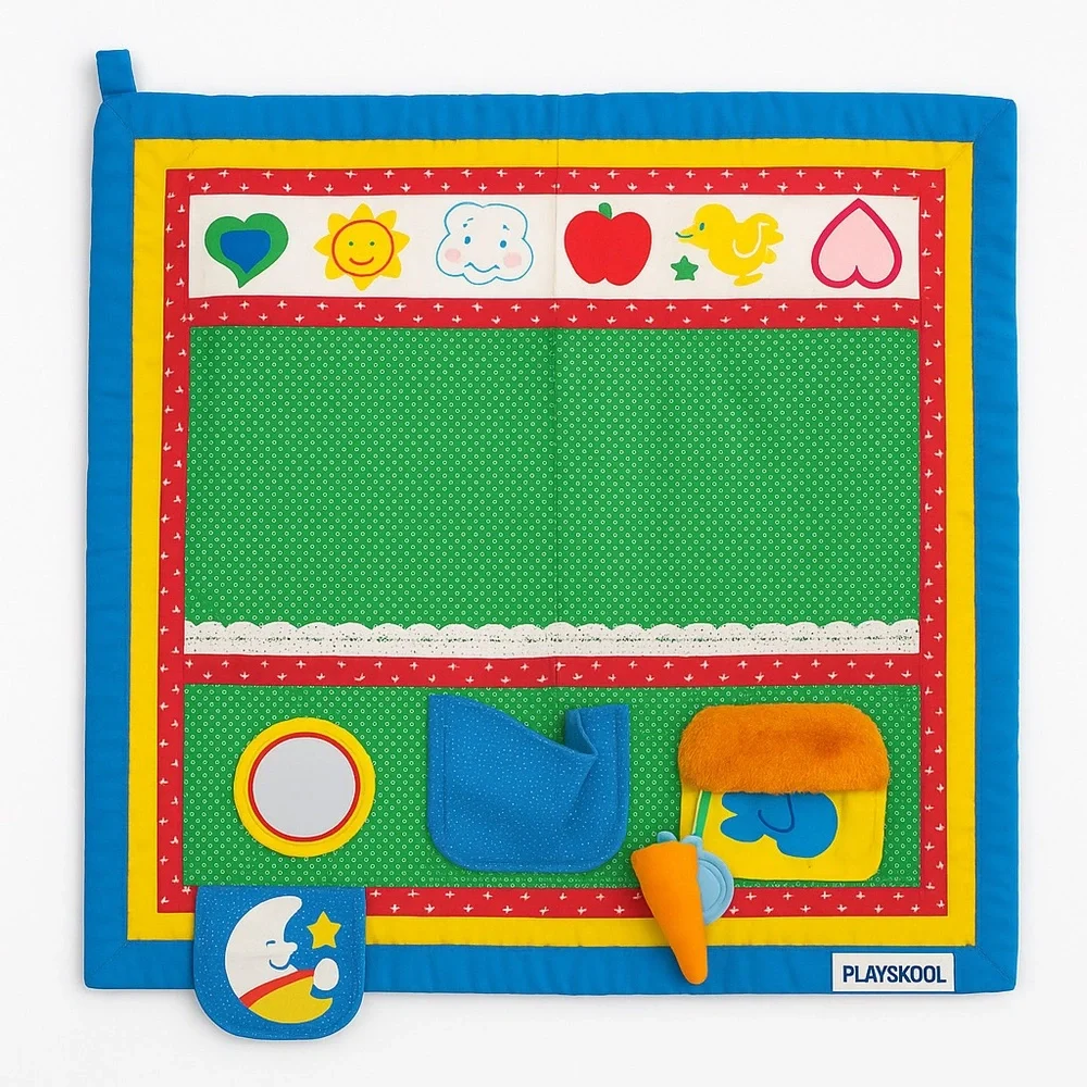 Vintage Playskool Fold ’N Go Activity Quilt Baby Sensory Mat Retro 80s 90s Toy